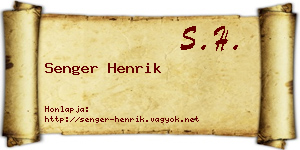 Senger Henrik névjegykártya